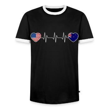 Nouvelle Zélande - T-shirt contrasté Homme - noir/blanc - Devant - AI Model Female 172 light (172cm) & AI Model Male 178 light (178cm)