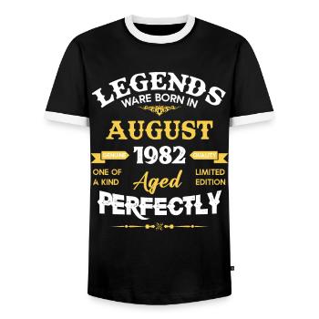 Vintage Aged To Perfection August 1982 - Männer Kontrast-T-Shirt - Schwarz/Weiß - Vorne - AI Model Female 172 light (172cm) & AI Model Male 178 light (178cm)