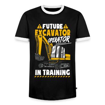 Future Excavator Operator - Men's Ringer Shirt - black/white - Front - AI Model Female 172 light (172cm) & AI Model Male 178 light (178cm)