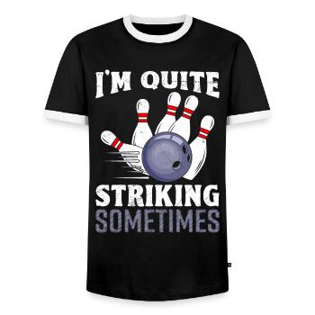 Bowling Strike I ́m Quite Striking Sometimes - Men's Ringer Shirt - black/white - Front - AI Model Female 172 light (172cm) & AI Model Male 178 light (178cm)