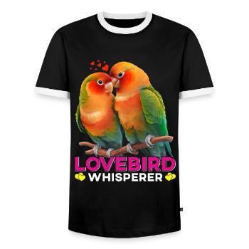 Inséparable chuchoteur Amoureux des oiseaux - T-shirt contrasté Homme - noir/blanc - Devant - AI Model Female 172 light (172cm) & AI Model Male 178 light (178cm)
