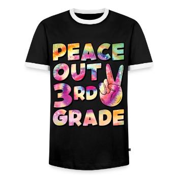 Peace Out 1. Klasse Letzter Schultag - Männer Kontrast-T-Shirt - Schwarz/Weiß - Vorne - AI Model Female 172 light (172cm) & AI Model Male 178 light (178cm)