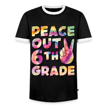 Peace Out 1. Klasse Letzter Schultag - Männer Kontrast-T-Shirt - Schwarz/Weiß - Vorne - AI Model Female 172 light (172cm) & AI Model Male 178 light (178cm)