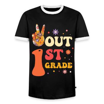 Peace Out 1. Klasse Letzter Schultag - Männer Kontrast-T-Shirt - Schwarz/Weiß - Vorne - AI Model Female 172 light (172cm) & AI Model Male 178 light (178cm)