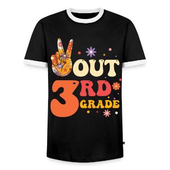 Peace Out 1. Klasse Letzter Schultag - Männer Kontrast-T-Shirt - Schwarz/Weiß - Vorne - AI Model Female 172 light (172cm) & AI Model Male 178 light (178cm)