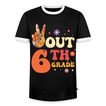 Peace Out 1. Klasse Letzter Schultag - Männer Kontrast-T-Shirt - Schwarz/Weiß - Vorne - AI Model Female 172 light (172cm) & AI Model Male 178 light (178cm)