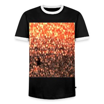 Cube Sunset 2 1 - Men's Ringer Shirt - black/white - Front - AI Model Female 172 light (172cm) & AI Model Male 178 light (178cm)