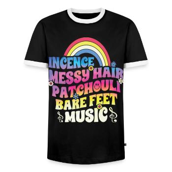 Drôle de gentillesse de paix hippie - T-shirt contrasté Homme - noir/blanc - Devant - AI Model Female 172 light (172cm) & AI Model Male 178 light (178cm)