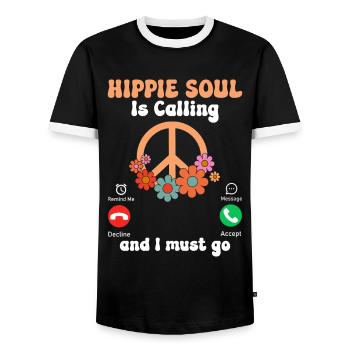 Funny hippie peace - Men's Ringer Shirt - black/white - Front - AI Model Female 172 light (172cm) & AI Model Male 178 light (178cm)