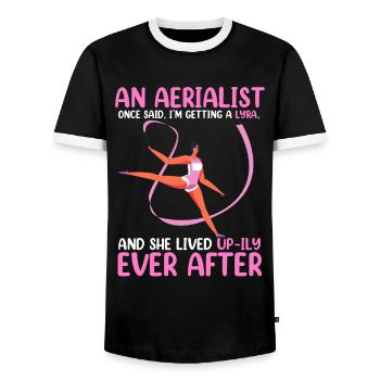 Air silk - Men's Ringer Shirt - black/white - Front - AI Model Female 172 light (172cm) & AI Model Male 178 light (178cm)