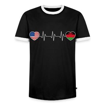 Malawi - Men's Ringer Shirt - black/white - Front - AI Model Female 172 light (172cm) & AI Model Male 178 light (178cm)