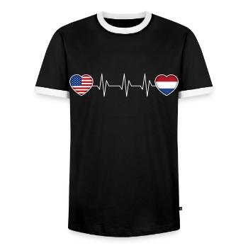 Netherlands - Men's Ringer Shirt - black/white - Front - AI Model Female 172 light (172cm) & AI Model Male 178 light (178cm)