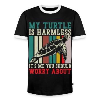 Sea Turtle Tortoise Retro Vintage - T-shirt contrasté Homme - noir/blanc - Devant - AI Model Female 172 light (172cm) & AI Model Male 178 light (178cm)