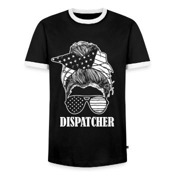 Répartiteur du centre de contrôle des appels d’urgence - T-shirt contrasté Homme - noir/blanc - Devant - AI Model Female 172 light (172cm) & AI Model Male 178 light (178cm)