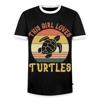 Sea Turtle Tortoise Retro Vintage - T-shirt contrasté Homme - noir/blanc - Devant - AI Model Female 172 light (172cm) & AI Model Male 178 light (178cm)