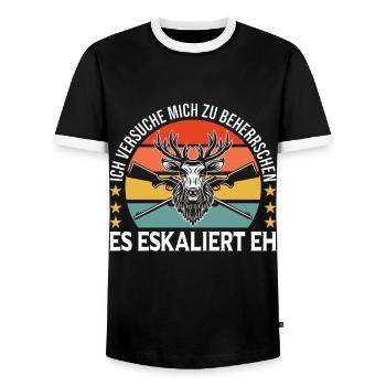 Jäger Beherrschen sich auf der Jagd - Männer Kontrast-T-Shirt - Schwarz/Weiß - Vorne - AI Model Female 172 light (172cm) & AI Model Male 178 light (178cm)