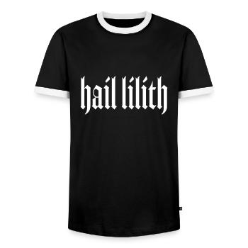 Lilith, Démon, Gothique, Mythologie, Folklore, - T-shirt contrasté Homme - noir/blanc - Devant - AI Model Female 172 light (172cm) & AI Model Male 178 light (178cm)