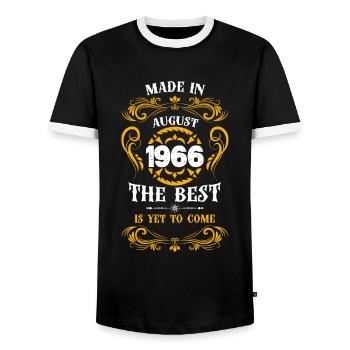 Made In August 1966 The Best - Men's Ringer Shirt - black/white - Front - AI Model Female 172 light (172cm) & AI Model Male 178 light (178cm)