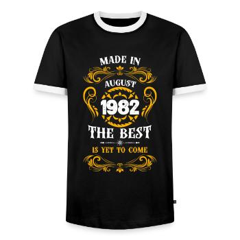 Made In August 1982 The Best - T-shirt contrasté Homme - noir/blanc - Devant - AI Model Female 172 light (172cm) & AI Model Male 178 light (178cm)