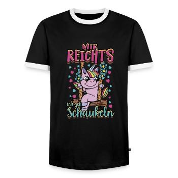Mir Reichts Ich Geh Schaukeln - Entspannung - Männer Kontrast-T-Shirt - Schwarz/Weiß - Vorne - AI Model Female 172 light (172cm) & AI Model Male 178 light (178cm)