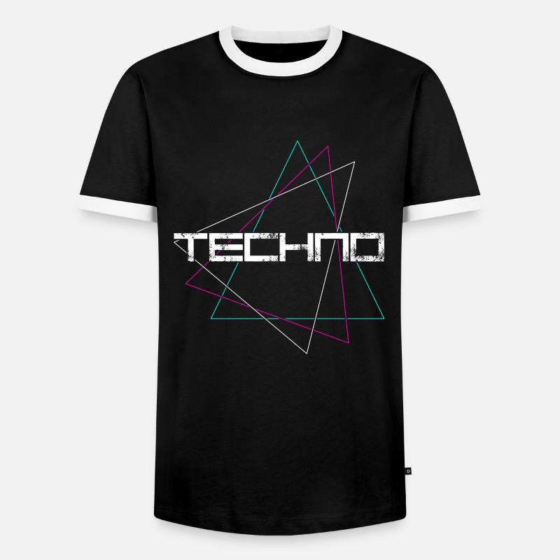 Techno - Männer Kontrast-T-Shirt - Schwarz/Weiß