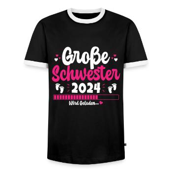 Kinder Ich werde Große Schwester 2024 Verkündung - Männer Kontrast-T-Shirt - Schwarz/Weiß - Vorne - AI Model Female 172 light (172cm) & AI Model Male 178 light (178cm)