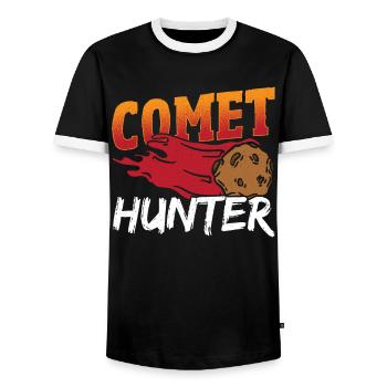 Comet Hunter Astronomy Constellation Map - Men's Ringer Shirt - black/white - Front - AI Model Female 172 light (172cm) & AI Model Male 178 light (178cm)