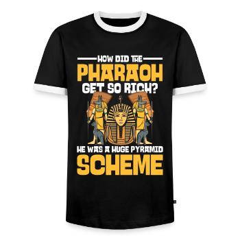 How Did The Pharaoh Get So Rich - Männer Kontrast-T-Shirt - Schwarz/Weiß - Vorne - AI Model Female 172 light (172cm) & AI Model Male 178 light (178cm)