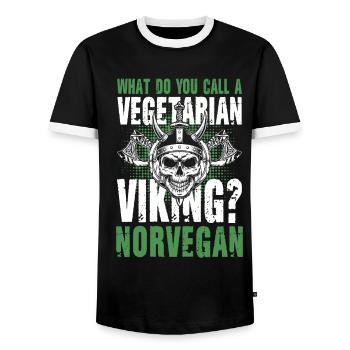 Vegetarian Viking Norvegan - Männer Kontrast-T-Shirt - Schwarz/Weiß - Vorne - AI Model Female 172 light (172cm) & AI Model Male 178 light (178cm)