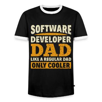 Software Developer Dad - Software Programmer - Men's Ringer Shirt - black/white - Front - AI Model Female 172 light (172cm) & AI Model Male 178 light (178cm)