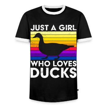 Tout simplement une fille qui aime les canards gardien de canards - T-shirt contrasté Homme - noir/blanc - Devant - AI Model Female 172 light (172cm) & AI Model Male 178 light (178cm)