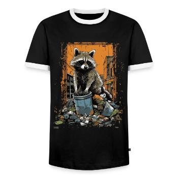 Niedliches Waschbär-kunstwerk - Trash Panda - Männer Kontrast-T-Shirt - Schwarz/Weiß - Vorne - AI Model Female 172 light (172cm) & AI Model Male 178 light (178cm)