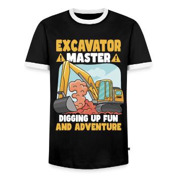 Excavator Master - Men's Ringer Shirt - black/white - Front - AI Model Female 172 light (172cm) & AI Model Male 178 light (178cm)