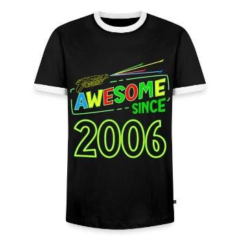 Laser Tag Birthday 17 Years Old Awesome Since 2006 - Männer Kontrast-T-Shirt - Schwarz/Weiß - Vorne - AI Model Female 172 light (172cm) & AI Model Male 178 light (178cm)
