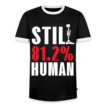 Still 81.2% Human disability Assistive Lus - Men's Ringer Shirt - black/white - Front - AI Model Female 172 light (172cm) & AI Model Male 178 light (178cm)
