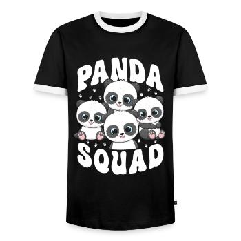 Panda Trupp - Männer Kontrast-T-Shirt - Schwarz/Weiß - Vorne - AI Model Female 172 light (172cm) & AI Model Male 178 light (178cm)