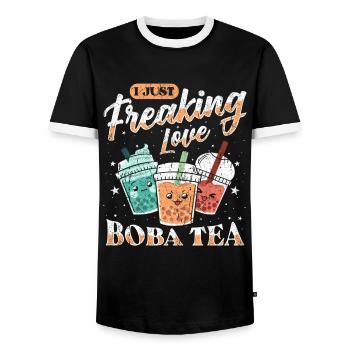 Boba Tea Design Bubbles Bubble Tea Kawaii Boba - Männer Kontrast-T-Shirt - Schwarz/Weiß - Vorne - AI Model Female 172 light (172cm) & AI Model Male 178 light (178cm)
