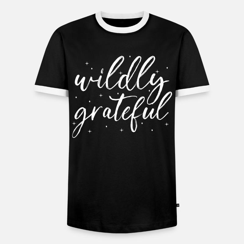 Mindfulness Saying Infinitely grateful - Men's Ringer Shirt - black/white