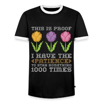 Point de croix C’est la preuve que j’ai Needlepoint - T-shirt contrasté Homme - noir/blanc - Devant - AI Model Female 172 light (172cm) & AI Model Male 178 light (178cm)