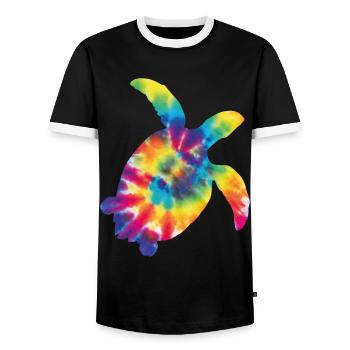 Tortue de mer Tortoise Tie Dye - T-shirt contrasté Homme - noir/blanc - Devant - AI Model Female 172 light (172cm) & AI Model Male 178 light (178cm)
