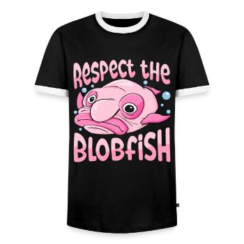 Costume de Blobfish - Visage de poisson Blob laid - - T-shirt contrasté Homme - noir/blanc - Devant - AI Model Female 172 light (172cm) & AI Model Male 178 light (178cm)