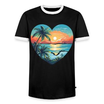 Strand Liebe - Männer Kontrast-T-Shirt - Schwarz/Weiß - Vorne - AI Model Female 172 light (172cm) & AI Model Male 178 light (178cm)