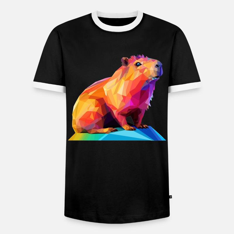 Capybara Low Polygon Design - Männer Kontrast-T-Shirt - Schwarz/Weiß