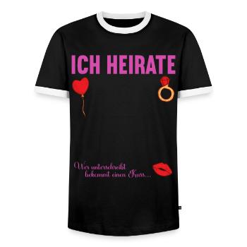 Junggesellenabschied Polterabend JGA Männer - Männer Kontrast-T-Shirt - Schwarz/Weiß - Vorne - AI Model Female 172 light (172cm) & AI Model Male 178 light (178cm)