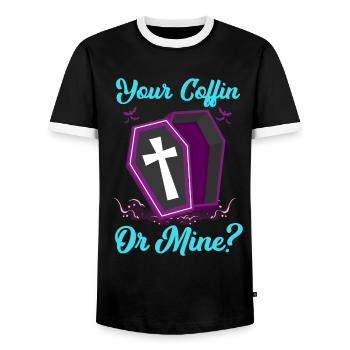 Funny Gothic Goth - Men's Ringer Shirt - black/white - Front - AI Model Female 172 light (172cm) & AI Model Male 178 light (178cm)