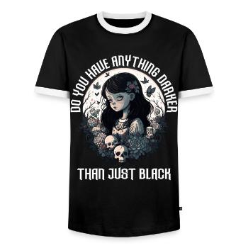 Funny Gothic Goth - Men's Ringer Shirt - black/white - Front - AI Model Female 172 light (172cm) & AI Model Male 178 light (178cm)