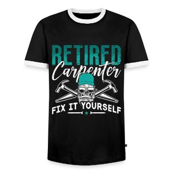 Charpentier Charpentier à la retraite Réparez-le Travail du bois - T-shirt contrasté Homme - noir/blanc - Devant - AI Model Female 172 light (172cm) & AI Model Male 178 light (178cm)