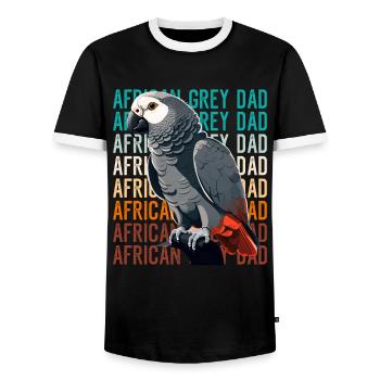 Perroquets gris Maman Africain Maman Gris Maman Perroquet - T-shirt contrasté Homme - noir/blanc - Devant - AI Model Female 172 light (172cm) & AI Model Male 178 light (178cm)