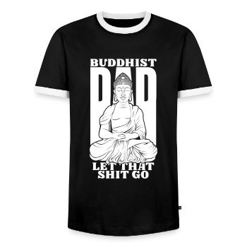 Buddha Buddhist Papa - Männer Kontrast-T-Shirt - Schwarz/Weiß - Vorne - AI Model Female 172 light (172cm) & AI Model Male 178 light (178cm)