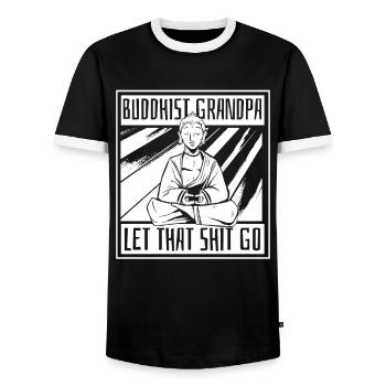 Buddha Buddhist Opa Buddha, Lass Die Scheiße Los - Männer Kontrast-T-Shirt - Schwarz/Weiß - Vorne - AI Model Female 172 light (172cm) & AI Model Male 178 light (178cm)